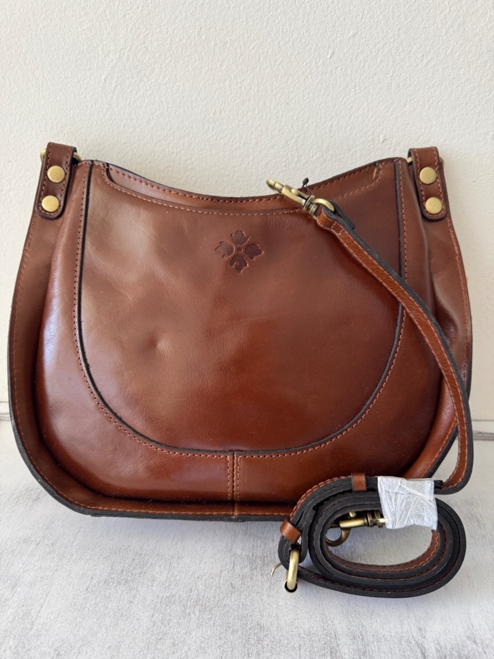 Patricia Nash Caletta Hobo Crossbody Bag Distessed VTG Leather Cognac - Picture 2 of 14